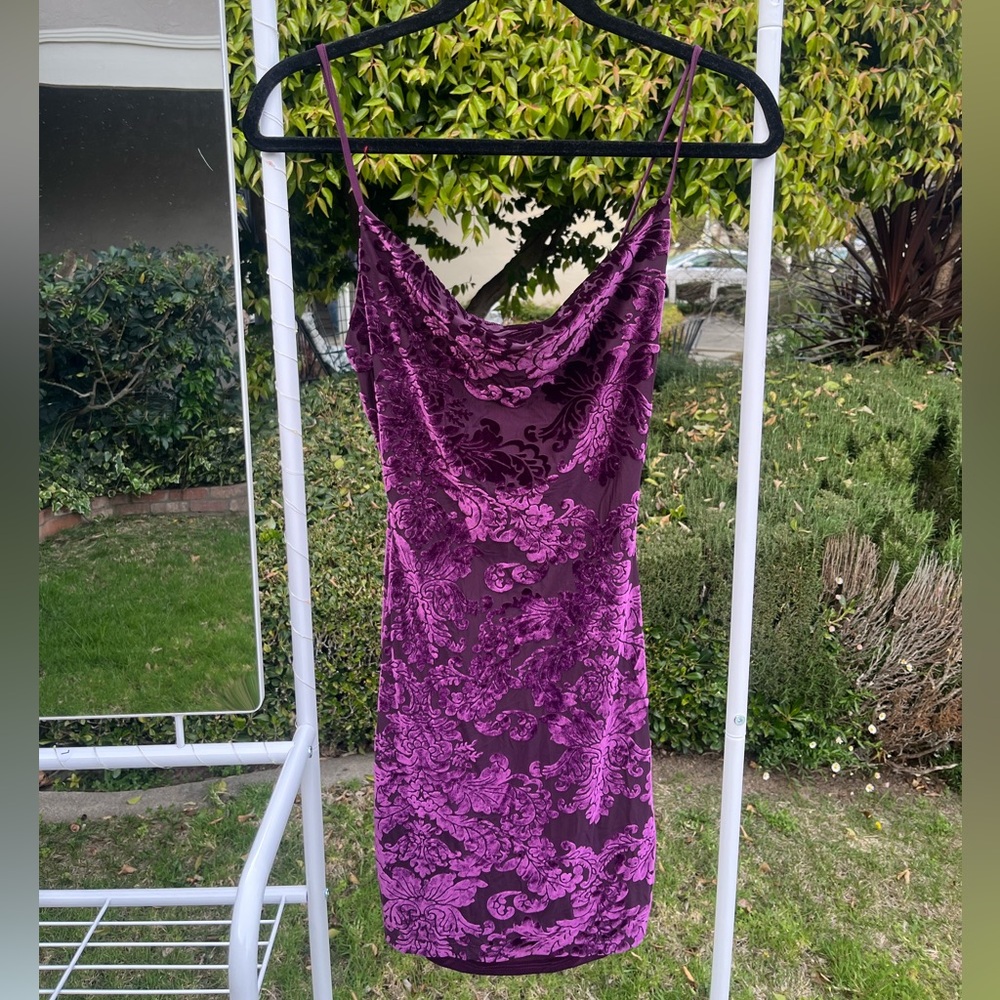 Windsor Purple Floral Velvet Mini Dress